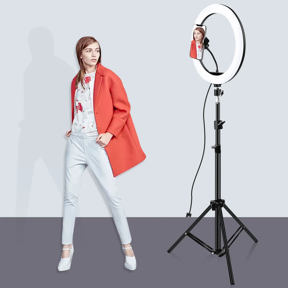 13 inch Dimmable LED Selfie Ring Light With Tripod Stand 33cm Photograpgy Lamp Phone Clip For Youtube Live Broadcast | Электроника