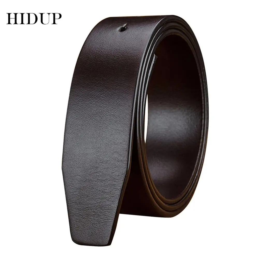HIDUP Quality 100% Pure Cowhide Leather Pin & Smooth Belt Men Cow Strap Vintage Belts 38mm & 33mm Width Without Buckles NWJ626