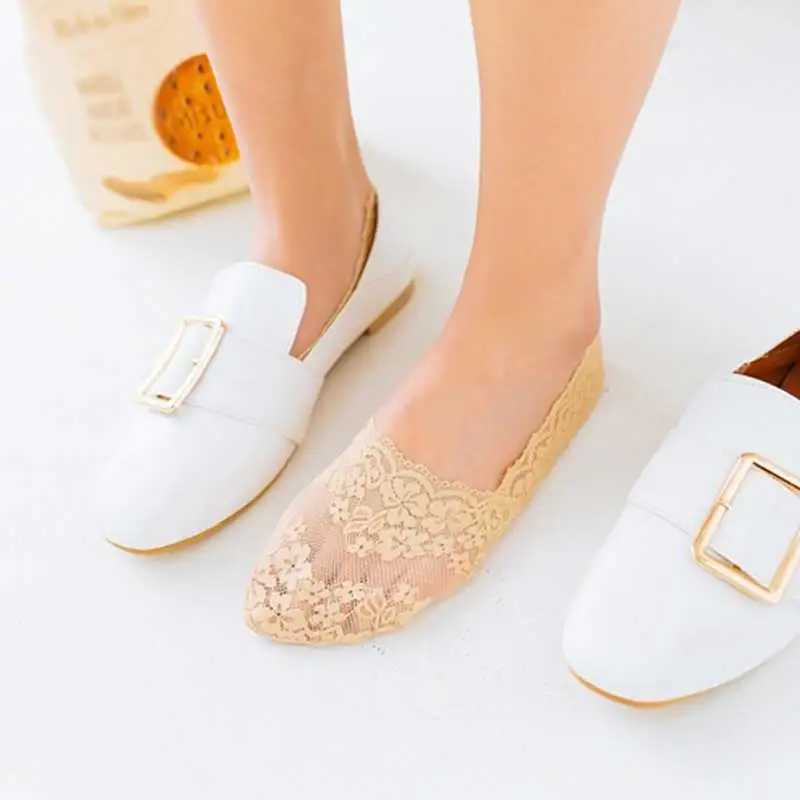 

Women Silicone non-slip invisible Socks Summer Solid Color Mesh Ankle Boat Socks Female Cotton Slipper No show Socks