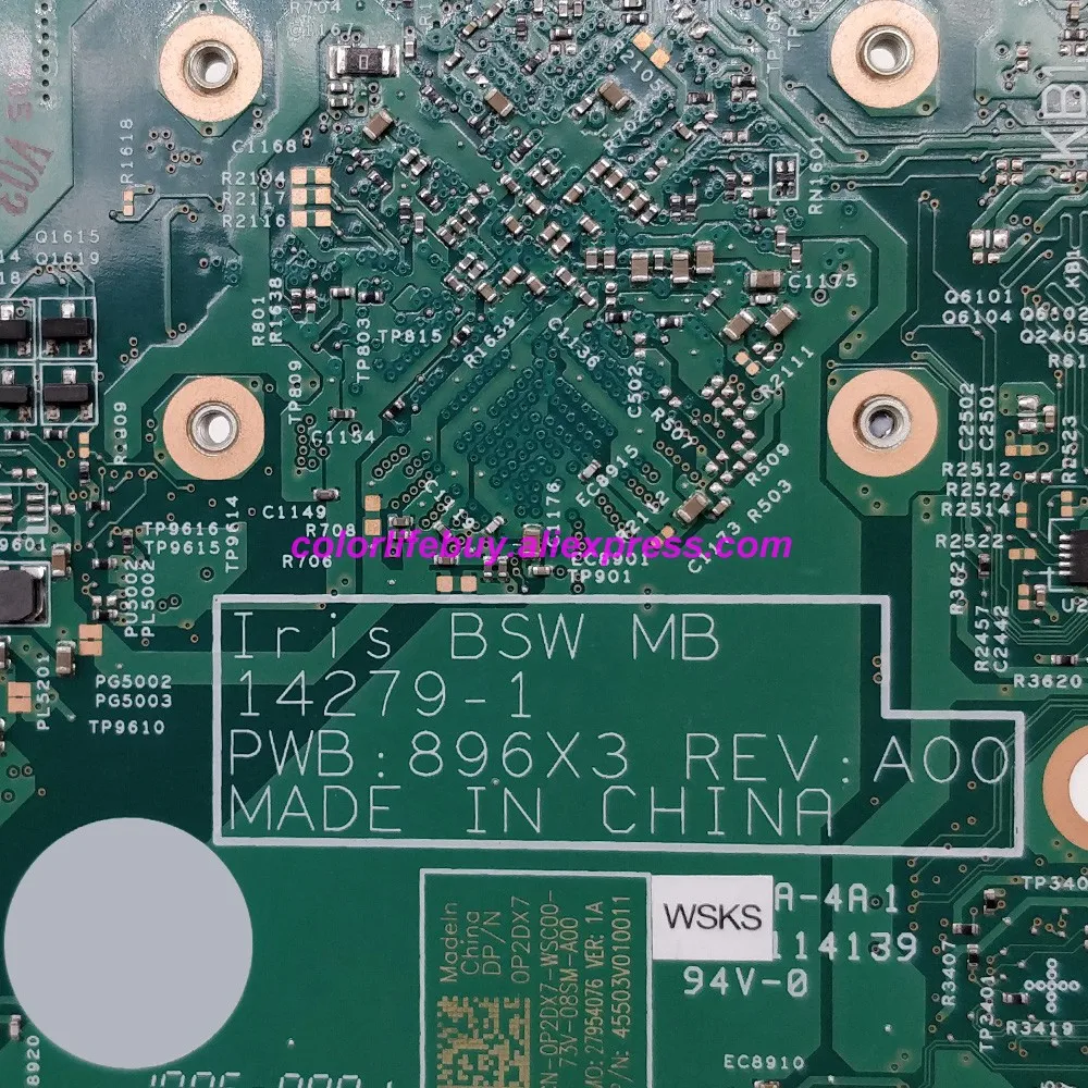 Натуральная CN-0P2DX7 0P2DX7 P2DX7 14279-1 ПРБ: 896X3 N3060 материнская плата для ноутбука Dell Inspiron 14
