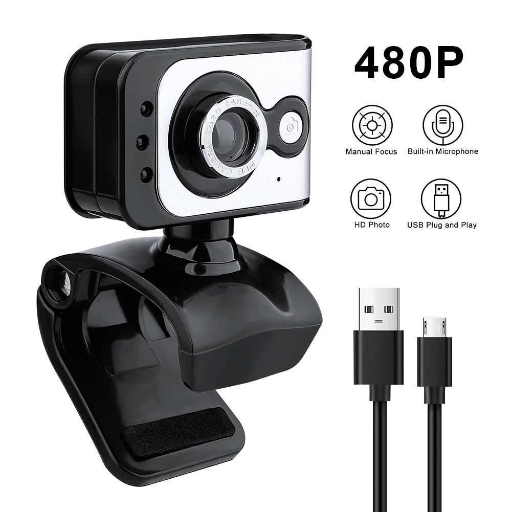 Веб-камера HD 480P для ПК Компьютерная камера Skype Live Class Conference со встроенным