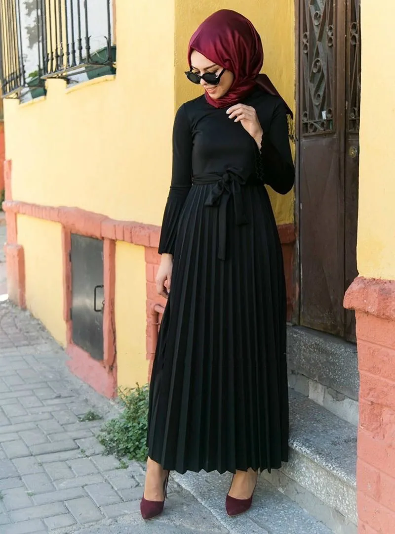 Вязаное Плиссированное мусульманское платье Abaya Дубай 2020 Рамадан абайя кафтан
