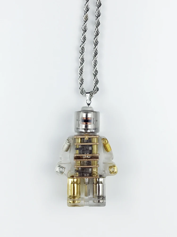 

Personality Necklace Gift Jewelry Robot Pendant Men And Women Couple Cyberpunk Titanium Steel Sweater Chain Cool Ideas