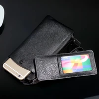 genuine leather mobile wallet for iphone separate card detachable card package for samsung mobile phone case bag