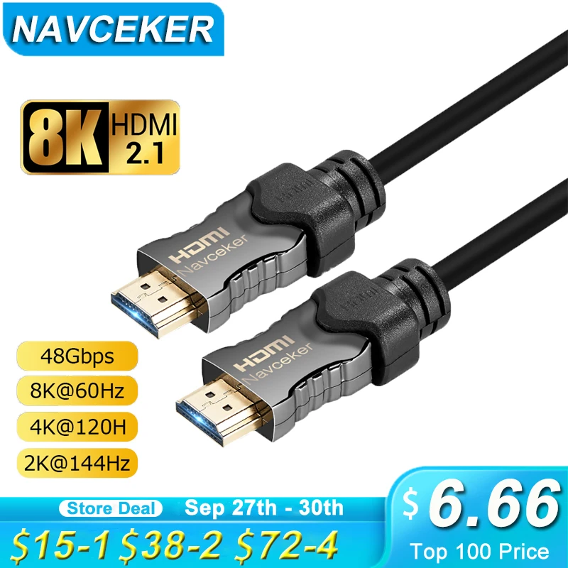 

HDMI-compatible cable 4K 60HZ/ 120HZ HDTV High Speed 8K 60 HZ/120hz UHD HDR 48Gbps cable Ycbcr4:4:4 Converter for PS4 Projectors