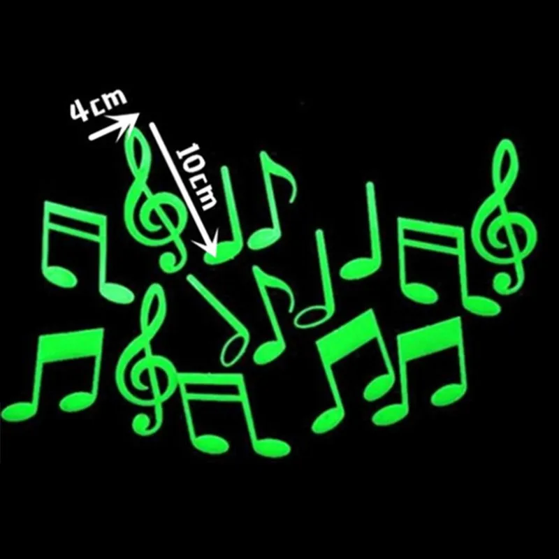 Музыкальные наклейки Примечания флуоресцентная подсветка для стен интерьера