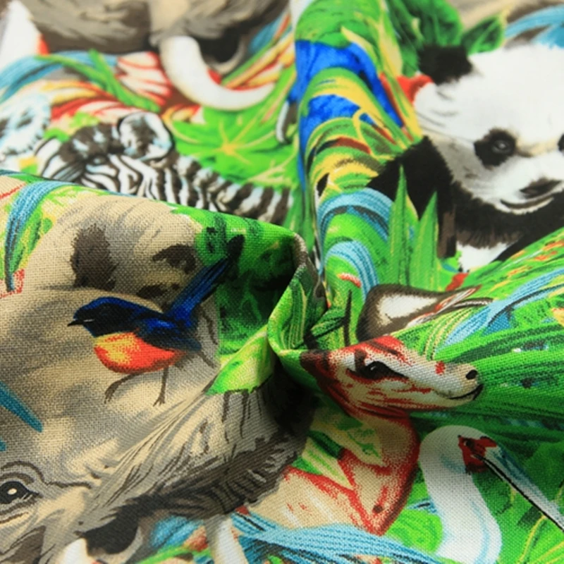 

Pure Cotton Fabric for Dress Cartoon Zoo Print Patterns DIY Clothes Handmade Patchwork Sewing Soft Comfortable