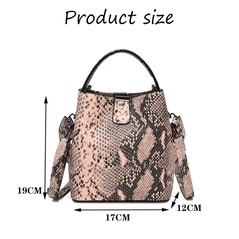 

Leather Crossbody Bag Women Serpentine Pattern Shoulder Bags Classic Bucket Bag Female Handbag Women Totes Pack