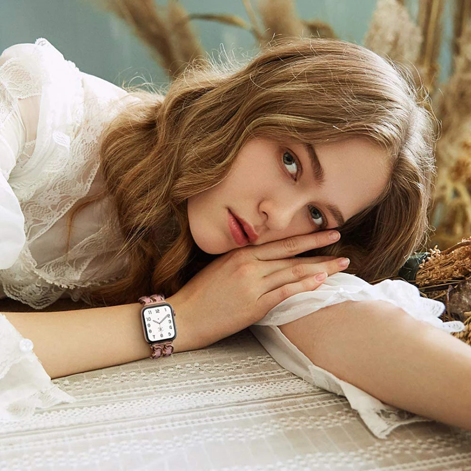Ремешок кожаный для apple watch band 44 мм браслет цепочка Iwatch series 5 4 3 2 аксессуары 38 40 42
