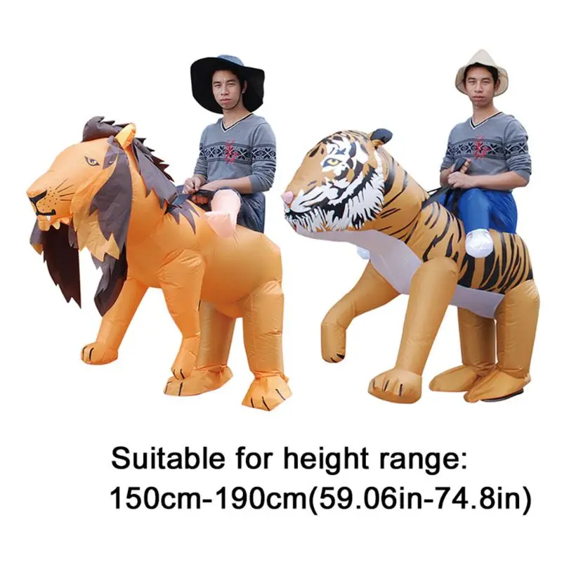 

Inflatable Mount Tiger Lion Costume Fancy Dress Cosplay Halloween Theme Party Toy Adults Holiday Performance Prop