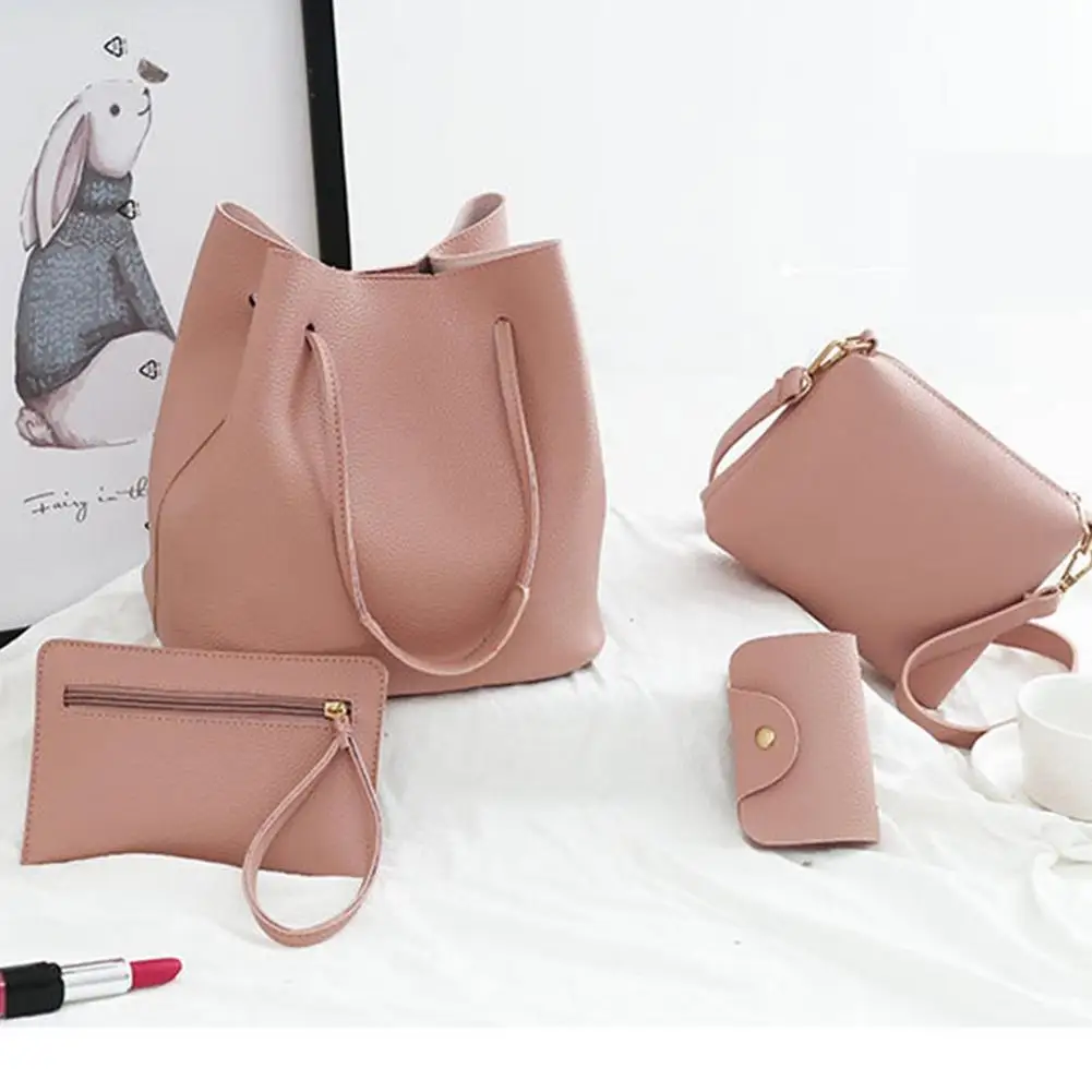 

4PCS/Set Women Handbags Fashion Leather Purse Card Tote Bags Set Simple Versatile Daily Handbags Females Crossbody Bag