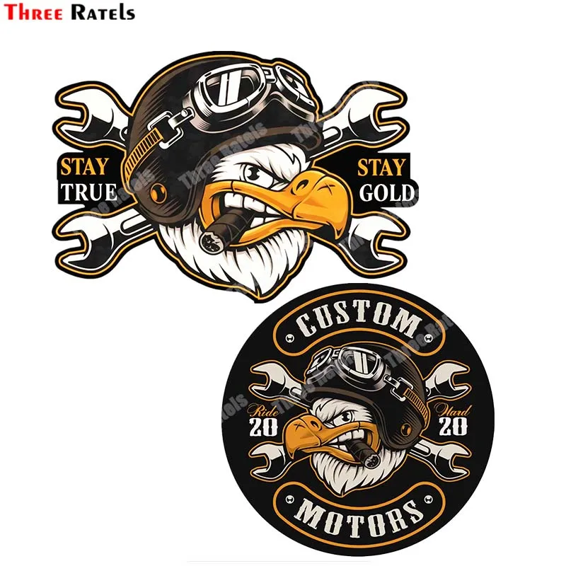 

Наклейка на автомобиль Three Ratels B663 Oldschool, лысой Орел, курить сигару, оставайтесь настоящей Золотой, аниме, наклейка, Декор, мотоцикл, внедорожн...