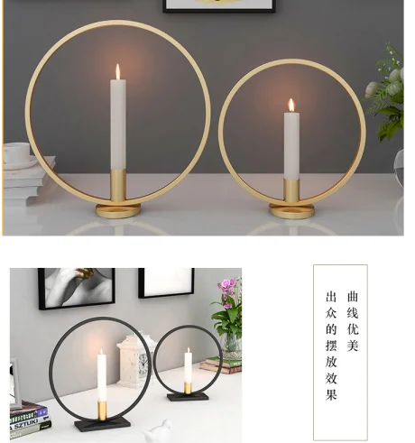Nordic Round Simple Style Black Tea Light Candlestick Home Table Iron Metal Dinner Decoration WJ10165 | Дом и сад