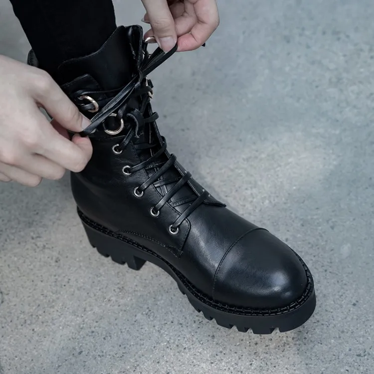 Tanariya/Новое поступление обуви женские ботинки из воловьей кожи на платформе и