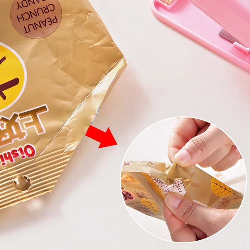 

1Pcs Portable Mini Household Sealing Machine Sealer Food Saver Plastic Bag Capper Hand Pressure Hot Sealer Without Battery