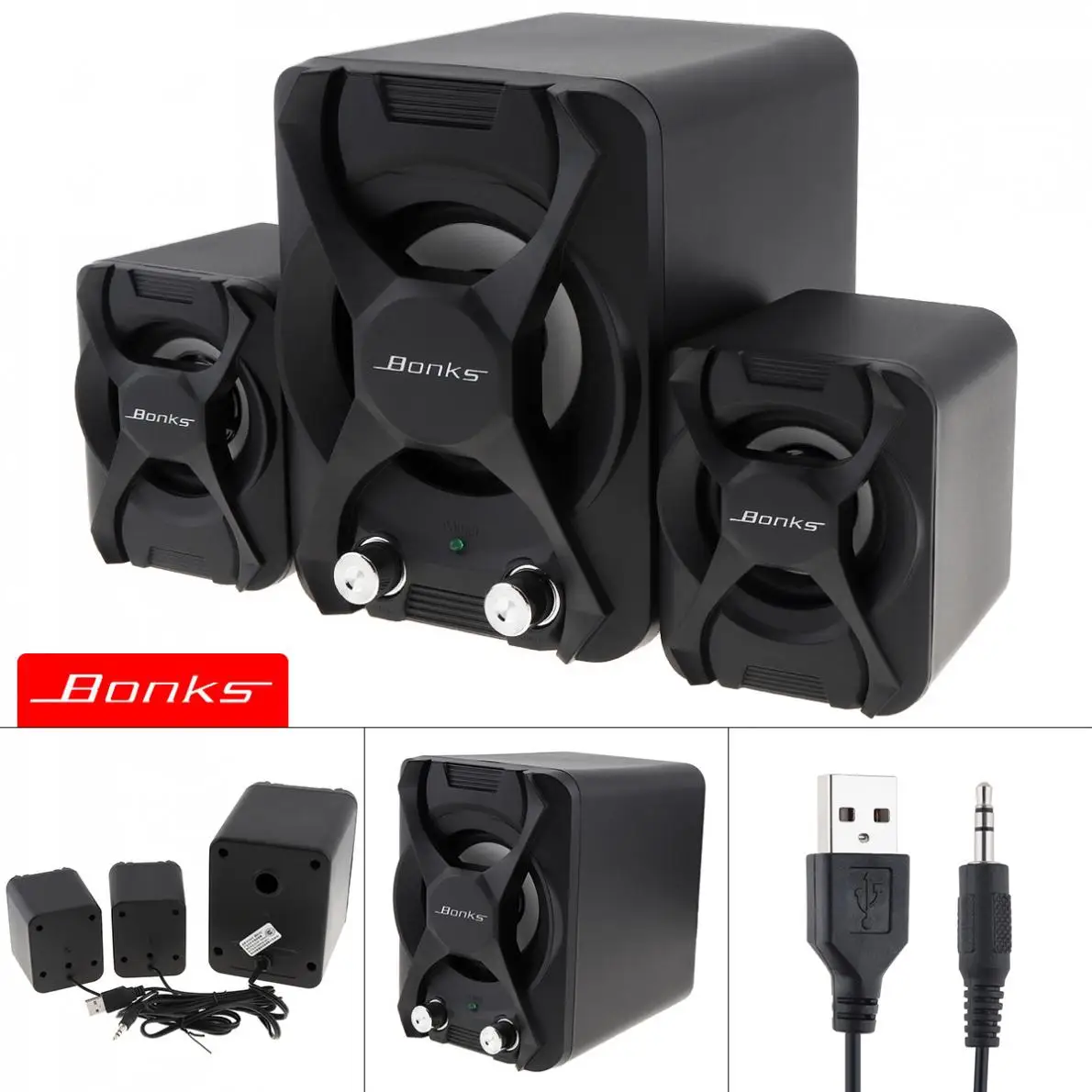 

Notebook Combination Subwoofer Speakers with Vigorous Bass Adjustment and Full-Frequency Volume Control Knob for Desktop PC