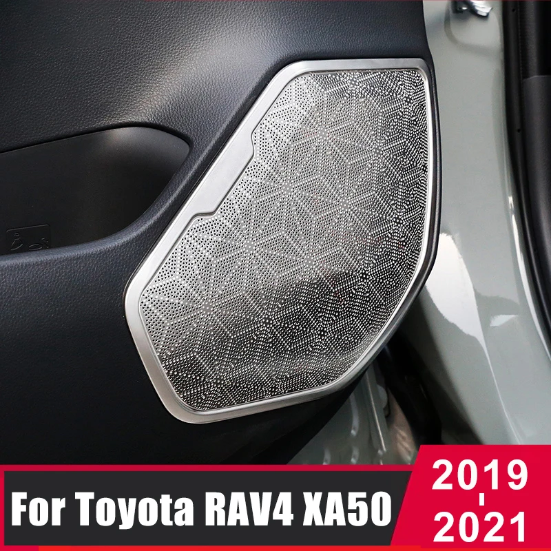 For Toyota RAV4 2019 2020 2021 RAV 4 XA50 4pcs Stainless Steel Car Audio Speaker Door Loudspeaker Cover Trim Accessories