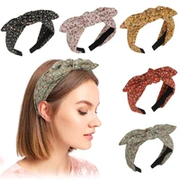 girls cute bow floral printing sweet hairband simple hair band hoops wide headband 2021 fashion hair accessoriesfor women