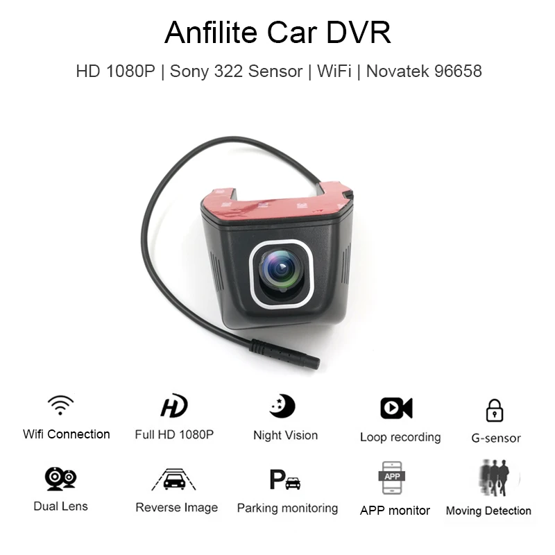 Anfilite 1080P 4K Wi Fi приложение Автомобильный видеорегистратор Камера Новатэк 96655