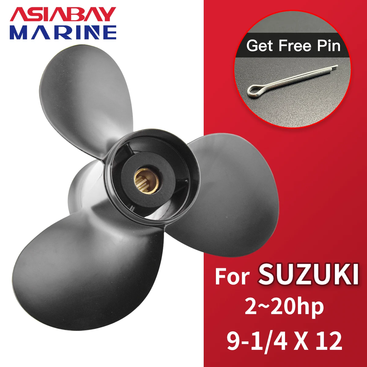 

Подвесной Пропеллер для Suzuki 8-20hp 9 1/4*12, лодочный двигатель, алюминиевый сплав, винт 3 Blade10, лопастные зубья, морской двигатель, запчасти