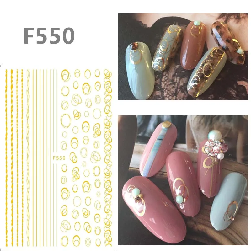 3 шт./лот 3D стикер для ногтей изогнутые полоски клейкая лента наклейки дизайна