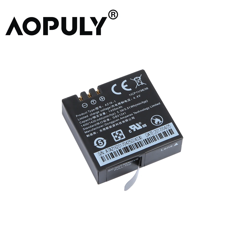 Аккумуляторная батарея AOPULY AZ16-1 для Xiaomi Yi 2 4K аксессуары экшн-камеры XiaoYi II |