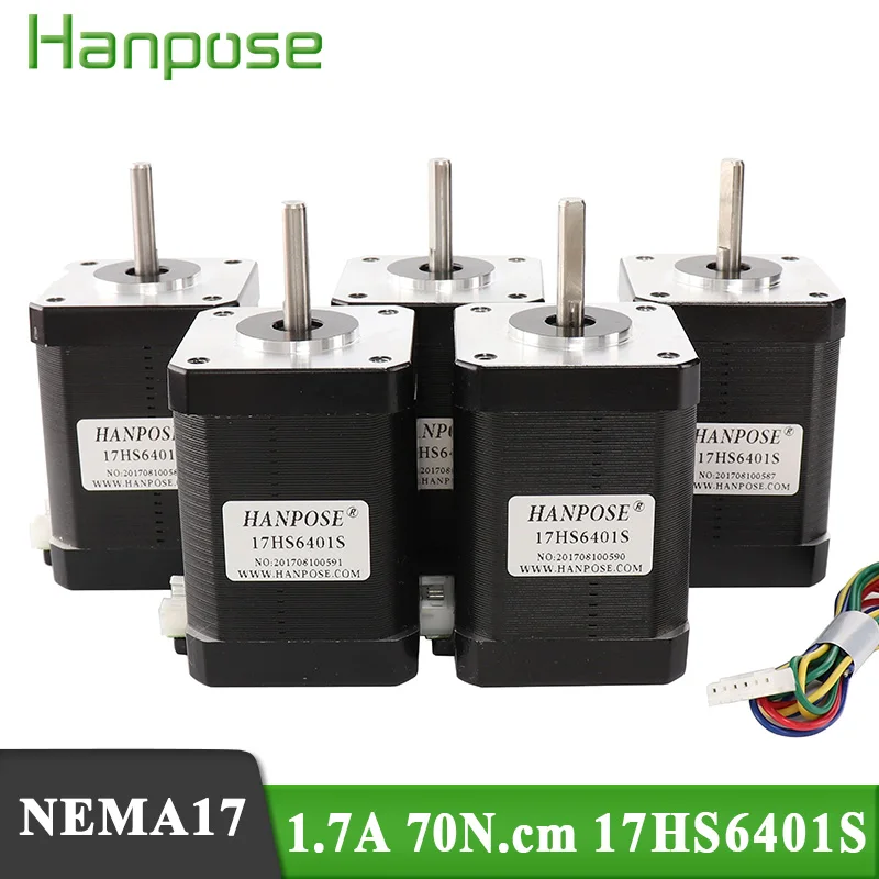 

Free Shipping 5PCS for CNC XYZ 3d printer Nema 17 Stepper Motor 17HS6401S 4-lead 1.7A 70N.cm 42 Step Motor 12V High torque