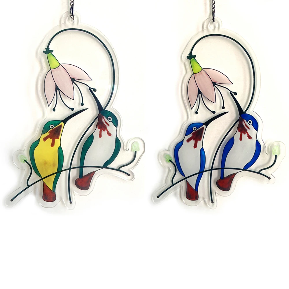 Роспись подвесные украшения Весна Птица Windows Декор на дверь зеленые акриловые