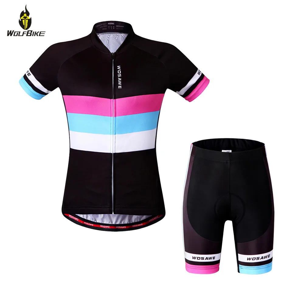 

WOSAWE Women's Cycling Clothing Sportswear Set Quick Dry Ropa Ciclismo Short Sleeve Jersey Bicycle Shorts Summer MTB Bike Suit