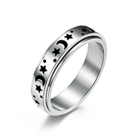 drop shipping whole sale moon star unisex rings for men lady rotatable stainless steel high quality romantic engagement present