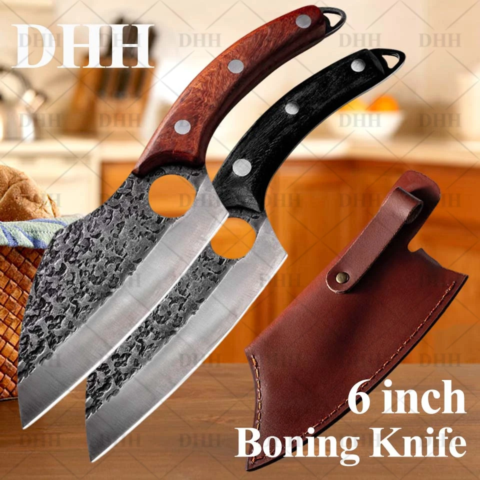 

6 inch Kitchen Knife Meat Cleaver Damascus Chefs Knife Sets Hand Made Multifunctional Butcher Boning Slcing Chopping Knife
