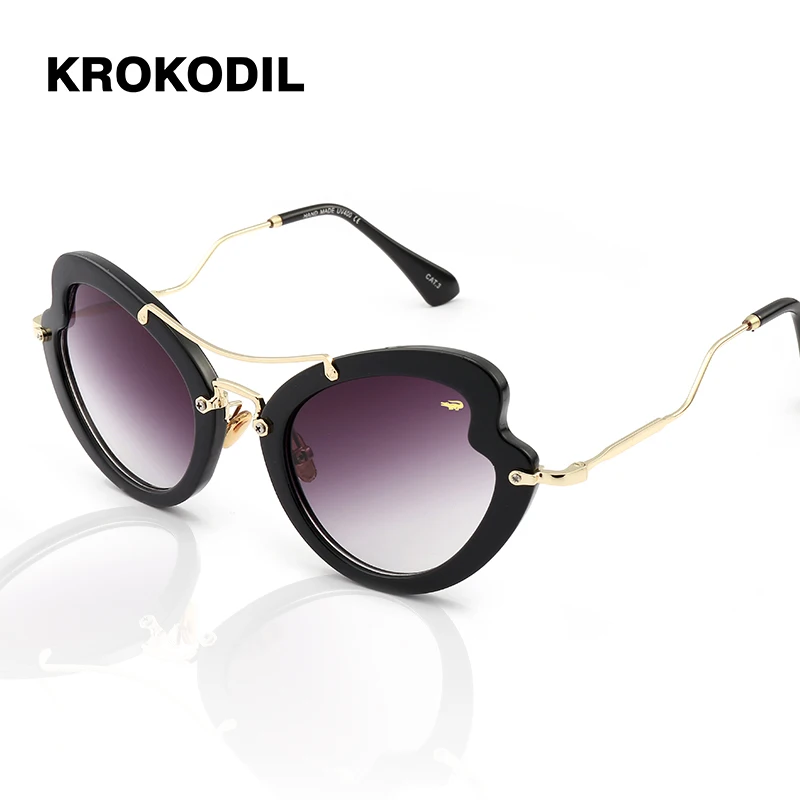 Krokodil New Fashion Heart Mirror Sunglasses Women Black Frame Gradient Sun Glasses Driving UV400 Eyewear Box 97293 | Аксессуары для