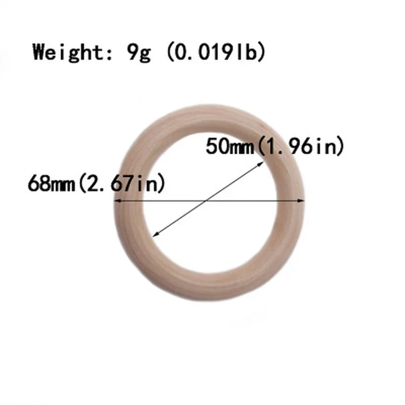 5pcs 70mm 5 шт. Новая мода 55 мм/70 мм детские деревянные кольца для прорезывания зубов Ожерелье Браслет DIY ремесла натуральные детские игрушки - Цвет: 5pcs 70mm