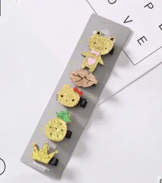 8 HM022 Korean Version Sweet Children's Hairpin Sequins Animal Unicorn Cat Bow Owl Cute Cartoon Princess Hair Clip Jewelry - Окраска металла: 8