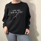 Женская толстовка с капюшоном в стиле 80-х музыкальная радость разделение неизвестные удовольствия Женская толстовка с надписью Love Will Tear Us толстовка с круглым вырезом