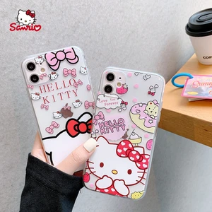 Sanrio Hello Kitty Cartoon Transparent Phone Case for iPhone12 Pro 12Promax 11Pro 11Promax Mini X XS MAX XR 7 8 Plus Cute Cover