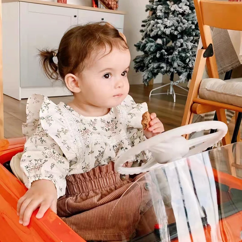 2Pcs Korean Lace Ruffle Cute Baby Romper With Hat Set Infant Vintage Floral Long Sleeve Jumpsuit Toddler Baby Girl Sweet Clothes