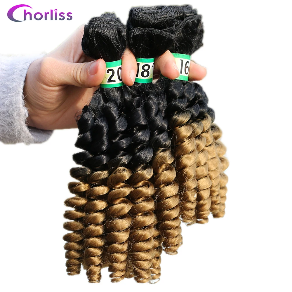

Chorliss Spring Loose Hair 16 18 20Inches Ombre Blonde Black Machine Double Weft Crochet Synthetic Extensions Braiding Hair