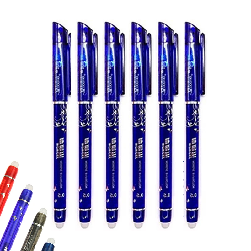 

3 pcs/lot Office Erasable Pen 0.5mm Magic Erasable Gel Ink Pen Washable Handle Blue Black Ink Gel Pens for Writing Stationery