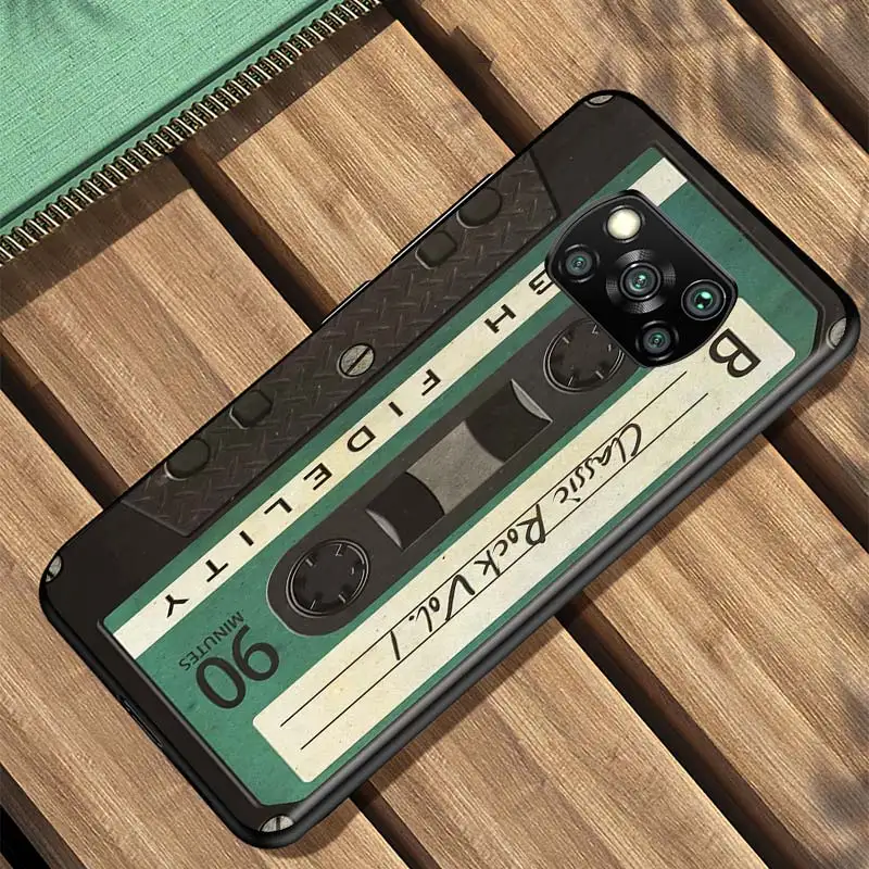 

Retro vintage tape For Xiaomi Redmi K30 K30S Mi 10T Lite Pro Poco X3 NFC X2 M3 M2 F2 Pro C3 F1 Soft Black Phone Case