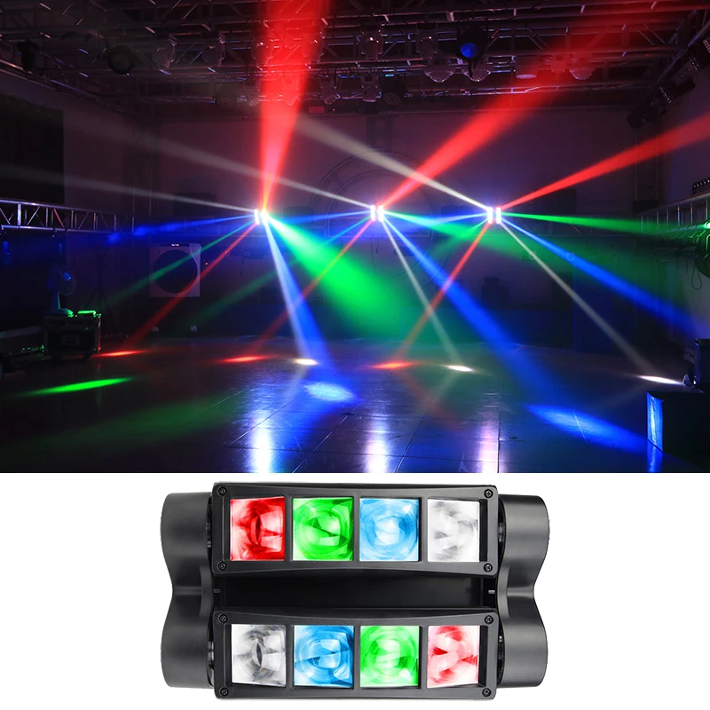 

Disco Led 8X 10W RGBW Spider Lite Dj Led Moving Head Light DMX 512 Controller Fog Machine Stage Light Night Club KTV Bar