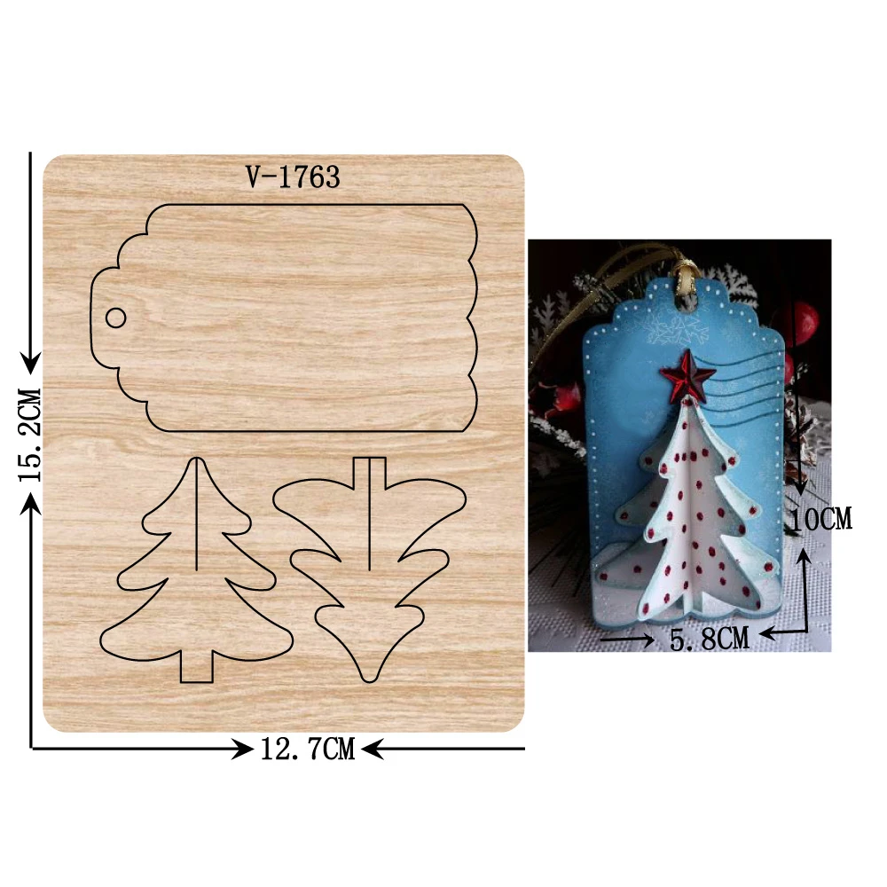 

New Christmas tree card wooden dies cutting dies for scrapbooking Multiple sizes V-1763