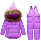 Зимние комплекты одежды для детей зимний костюм, куртка + комбинезон, комплект из 2 предметов, пуховик для маленьких мальчиков и девочек зимняя одежда для маленьких девочек