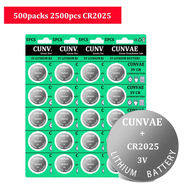 

2500pcs cr2025 BR2025 DL2025 Button Cell Batteries cr 2025 3V Lithium Coin Battery For Watch Calculator Weight Scale