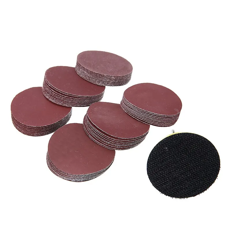 

New 1/4'' Sanding Sander Backing Pad + 60Pcs 50mm Sandpaper Disc with 1Pcs Shank For Abrasive Discs Polishing Cleaning Tools