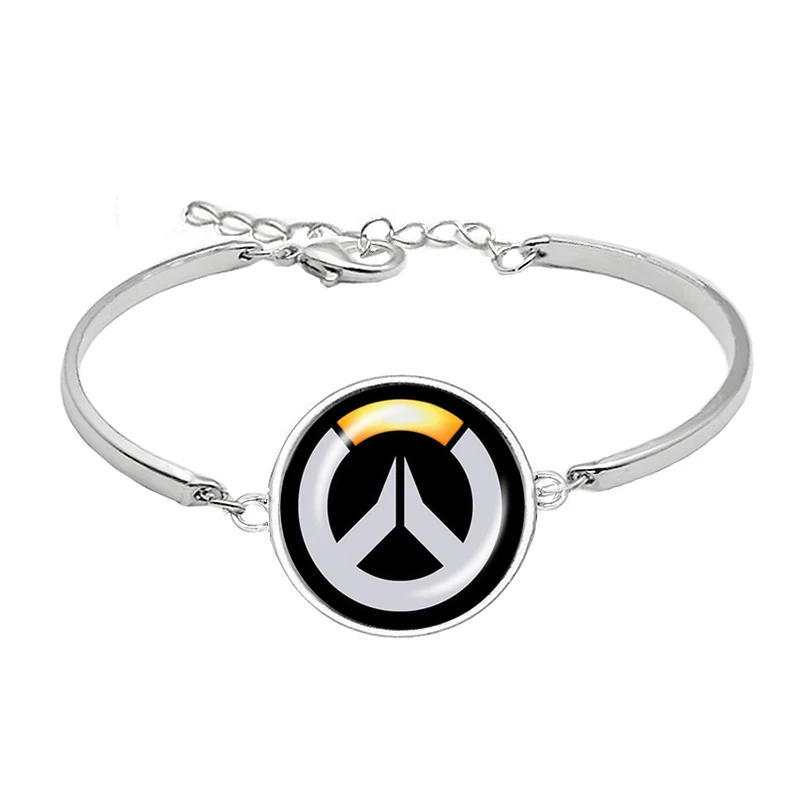 Игра OW браслеты логотип стекло кабошон Черный Плетеный Браслеты-кольца ручной