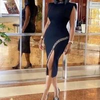 md sexy bodycon split dresses slim solid evening party dress fashion office ladies 2021 summer african female plus size clothing