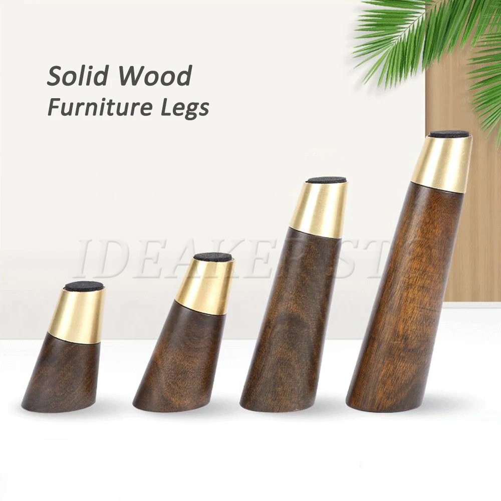 

1/4 шт. косой твердый деревянные ножки для мебели с медным рукавом в качестве замены для ножек дивана, ножек шкафа, подставки для телевизора н...