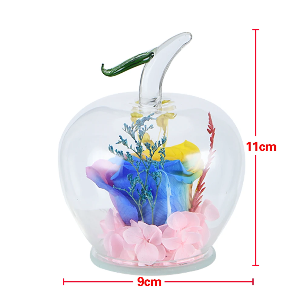 2020 Artificial Immortal Flowers In Apple-shaped Glass Dome Wedding Decoration Valentine's Day Mother's Gifts | Дом и сад