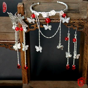 Горячий аниме Тянь Гуань Чи фу Хуа Чэн се Лянь кольцо на палец с бабочкой браслет серьги клипса для ушей антикварные аксессуары реквизит косплей